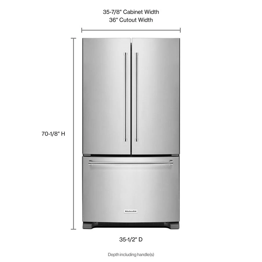 25 Cu. Ft. 36-Width Standard Depth French Door Refrigerator with Interior Dispense KRFF305ESS