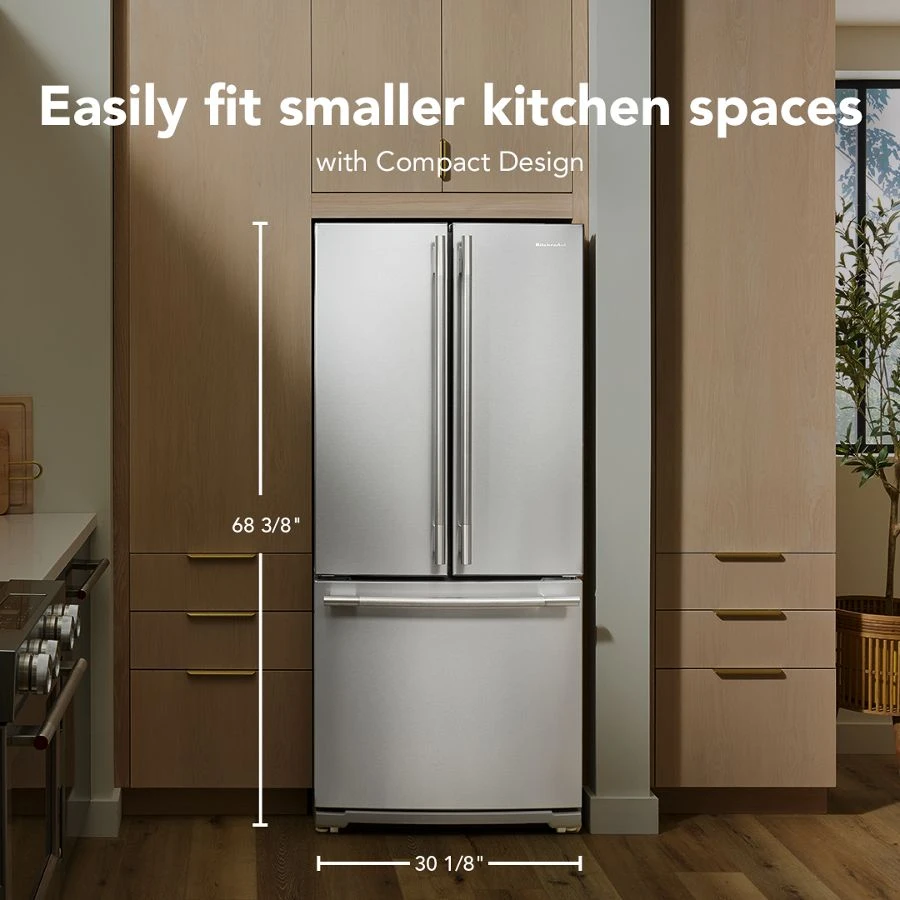 20 Cu. Ft. 30-inch Width Standard Depth French Door Refrigerator With Printshield® Finish And Interior Dispense KRFF330SPS