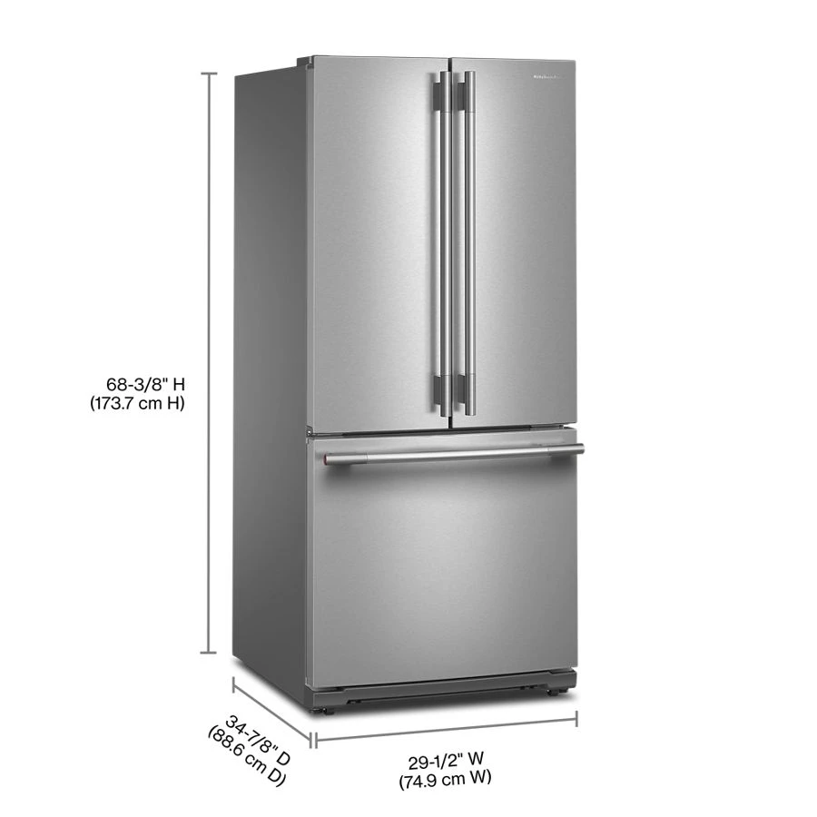20 Cu. Ft. 30-inch Width Standard Depth French Door Refrigerator With Printshield® Finish And Interior Dispense KRFF330SPS