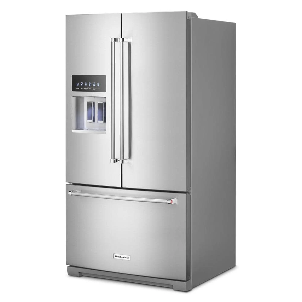26.8 cu. ft. 36-Inch Width Standard Depth French Door Refrigerator with Exterior Ice and Water and PrintShield™ finish KRFF507HPS