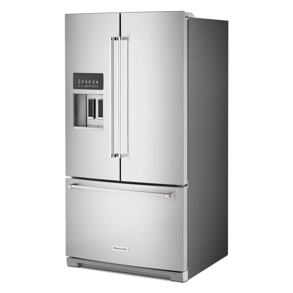 26.8 cu. ft. 36-Inch Width Standard Depth French Door Refrigerator with Exterior Ice and Water and PrintShield™ finish KRFF507HPS