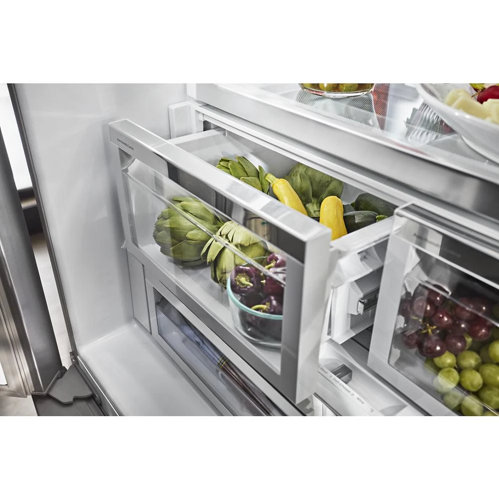 26.8 cu. ft. 36-Inch Width Standard Depth French Door Refrigerator with Exterior Ice and Water and PrintShield™ finish KRFF507HPS