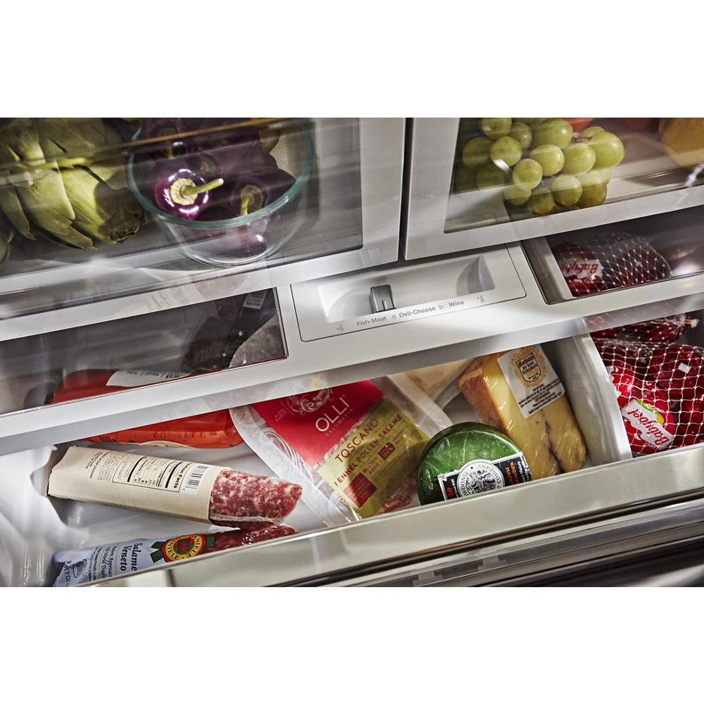 26.8 cu. ft. 36-Inch Width Standard Depth French Door Refrigerator with Exterior Ice and Water and PrintShield™ finish KRFF507HPS