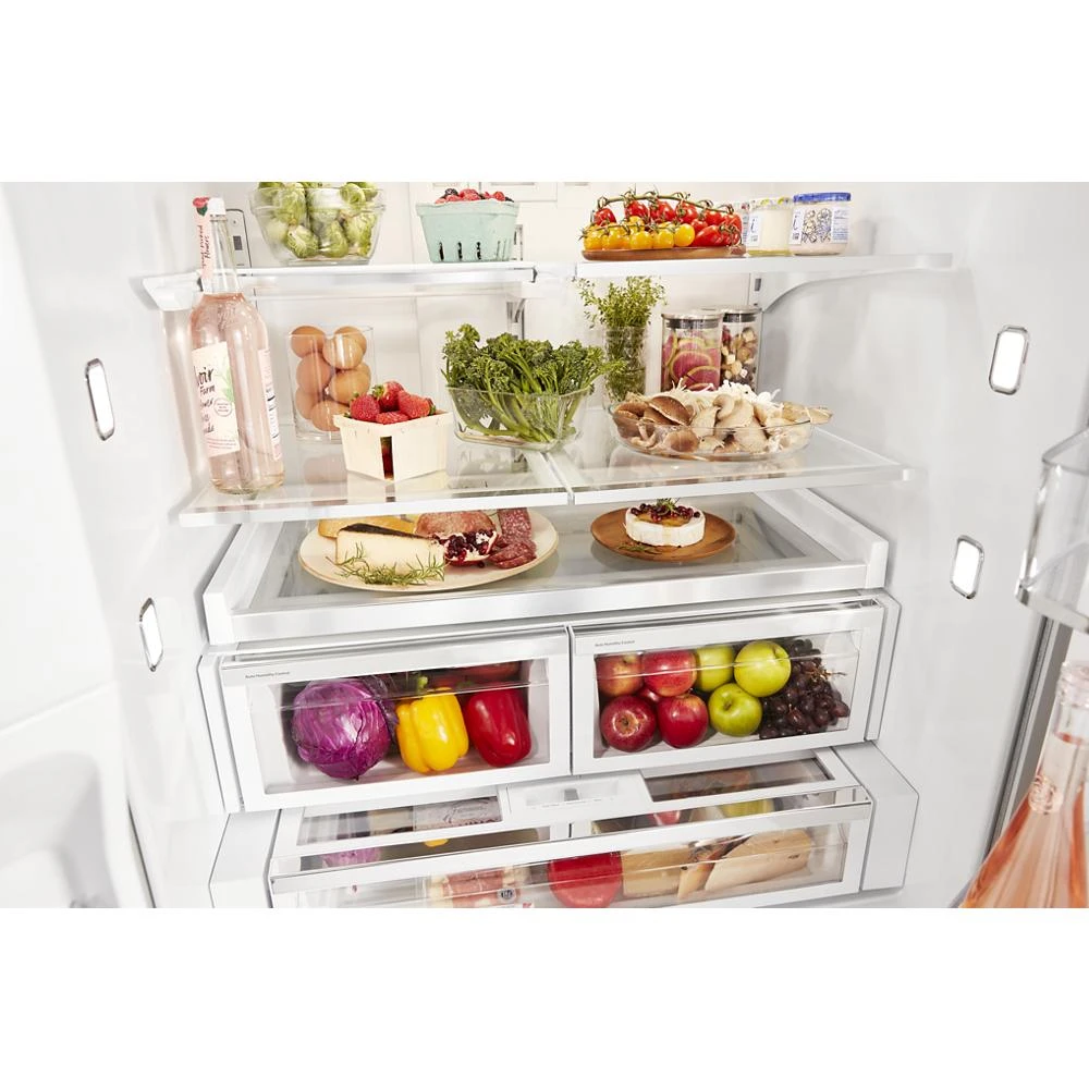 26.8 cu. ft. 36-Inch Width Standard Depth French Door Refrigerator with Exterior Ice and Water and PrintShield™ finish KRFF507HPS