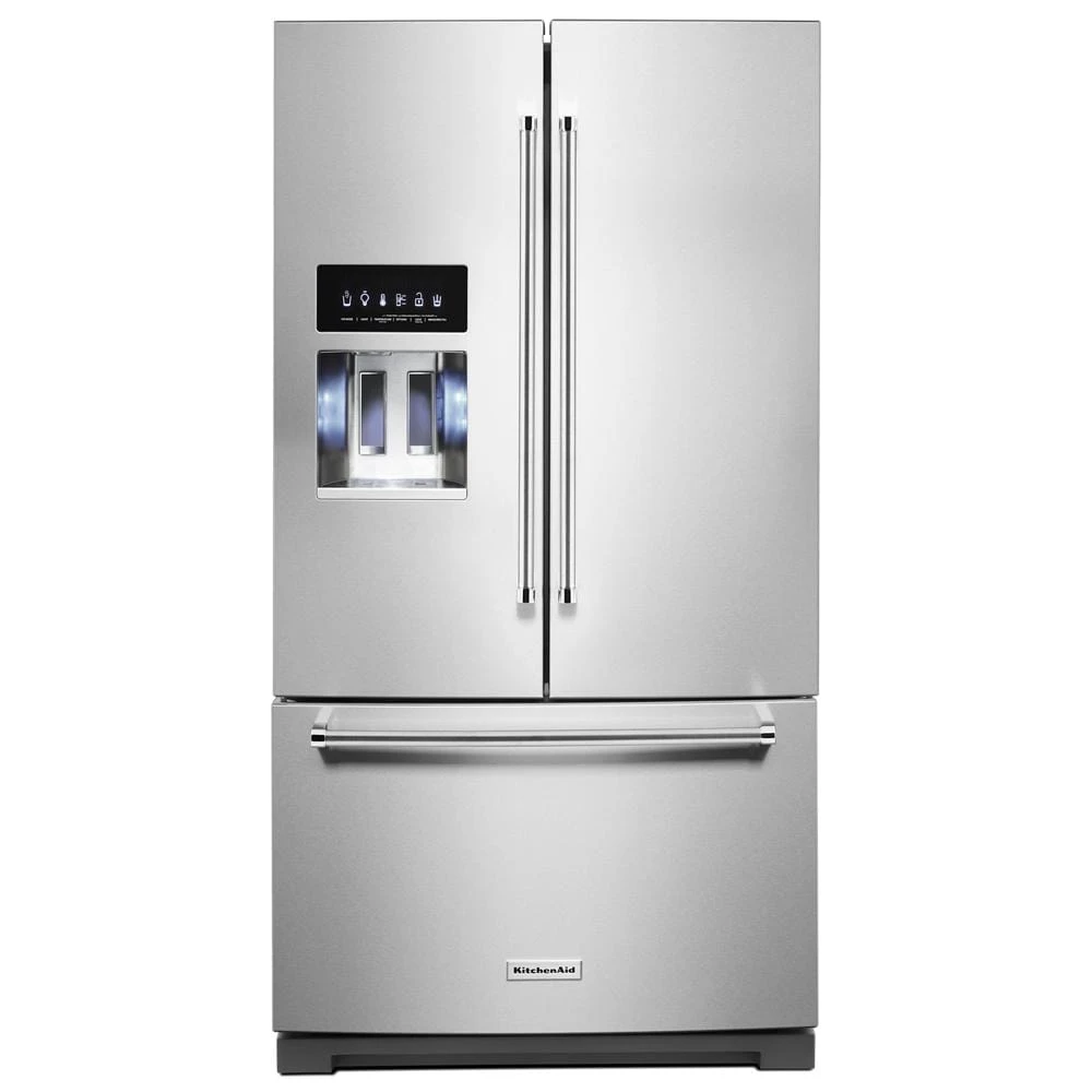 26.8 cu. ft. 36-Inch Width Standard Depth French Door Refrigerator with Exterior Ice and Water and PrintShield™ finish KRFF507HPS