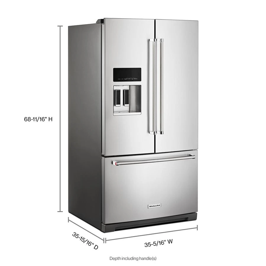 26.8 Cu. Ft. Standard-Depth French Door Refrigerator with Exterior Ice and Water Dispenser KRFF577KPS
