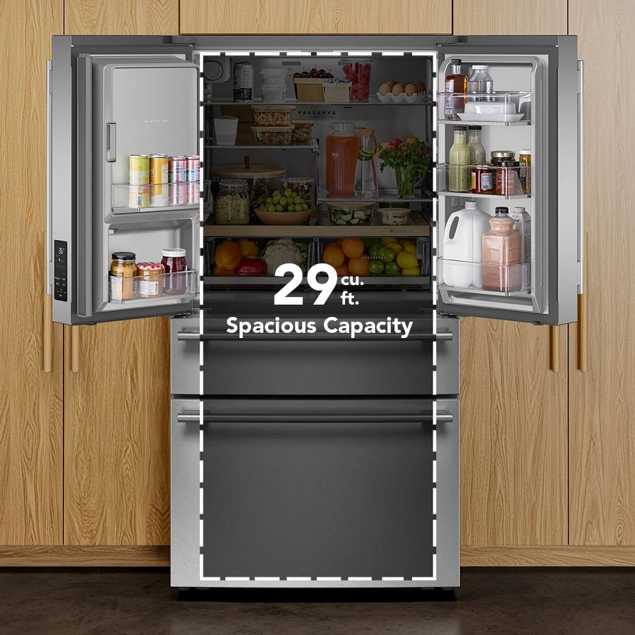 29 cu. ft. French Door Refrigerator with Exterior Water and Ice and FreshChill™ Full-Width Refrigerated Drawer KRMF436SJP