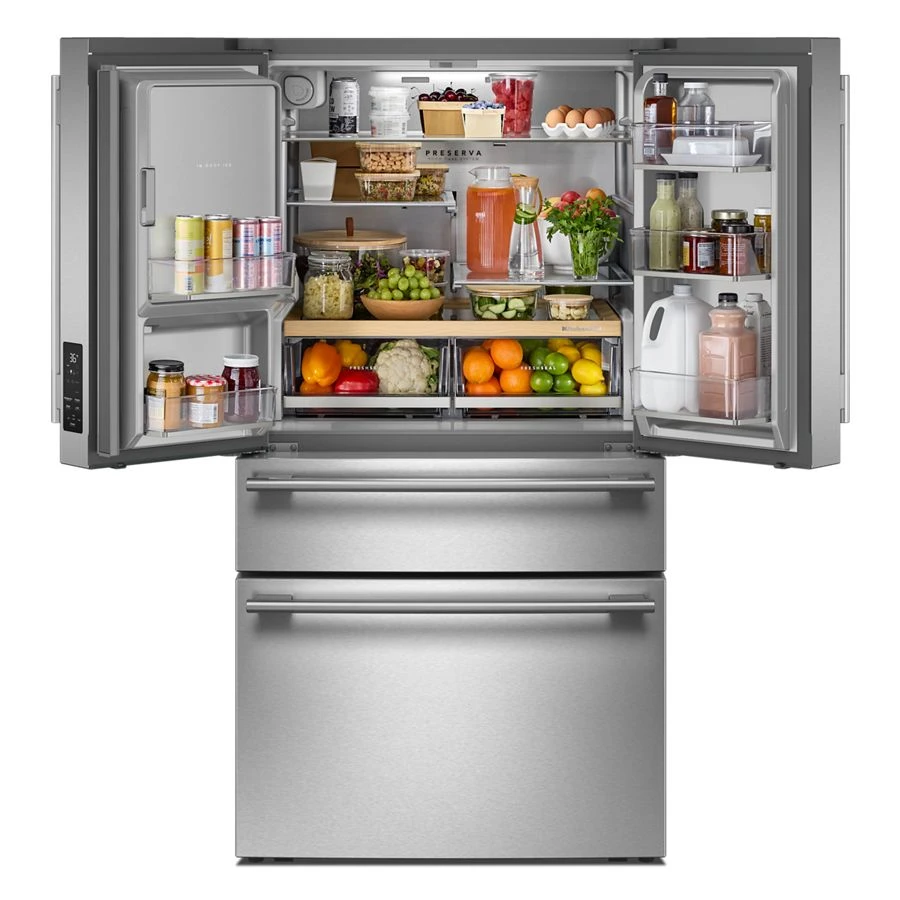 29 cu. ft. French Door Refrigerator with Exterior Water and Ice and FreshChill™ Full-Width Refrigerated Drawer KRMF436SPS