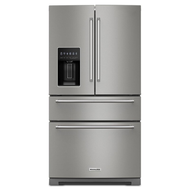 KitchenAid 26.2 Cu. Ft. Multi-Door French Door Refrigerator with Platinum Interior PrintShield Stainless KRMF536RPS Picture 1