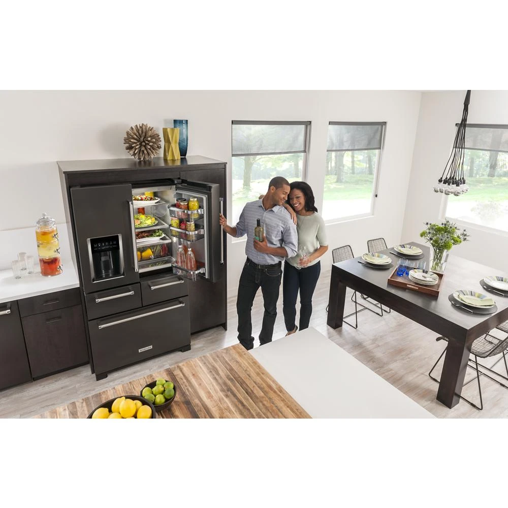 25.8 Cu. Ft. 36" Multi-Door Freestanding Refrigerator with Platinum Interior Design and PrintShield™ Finish KRMF706EBS