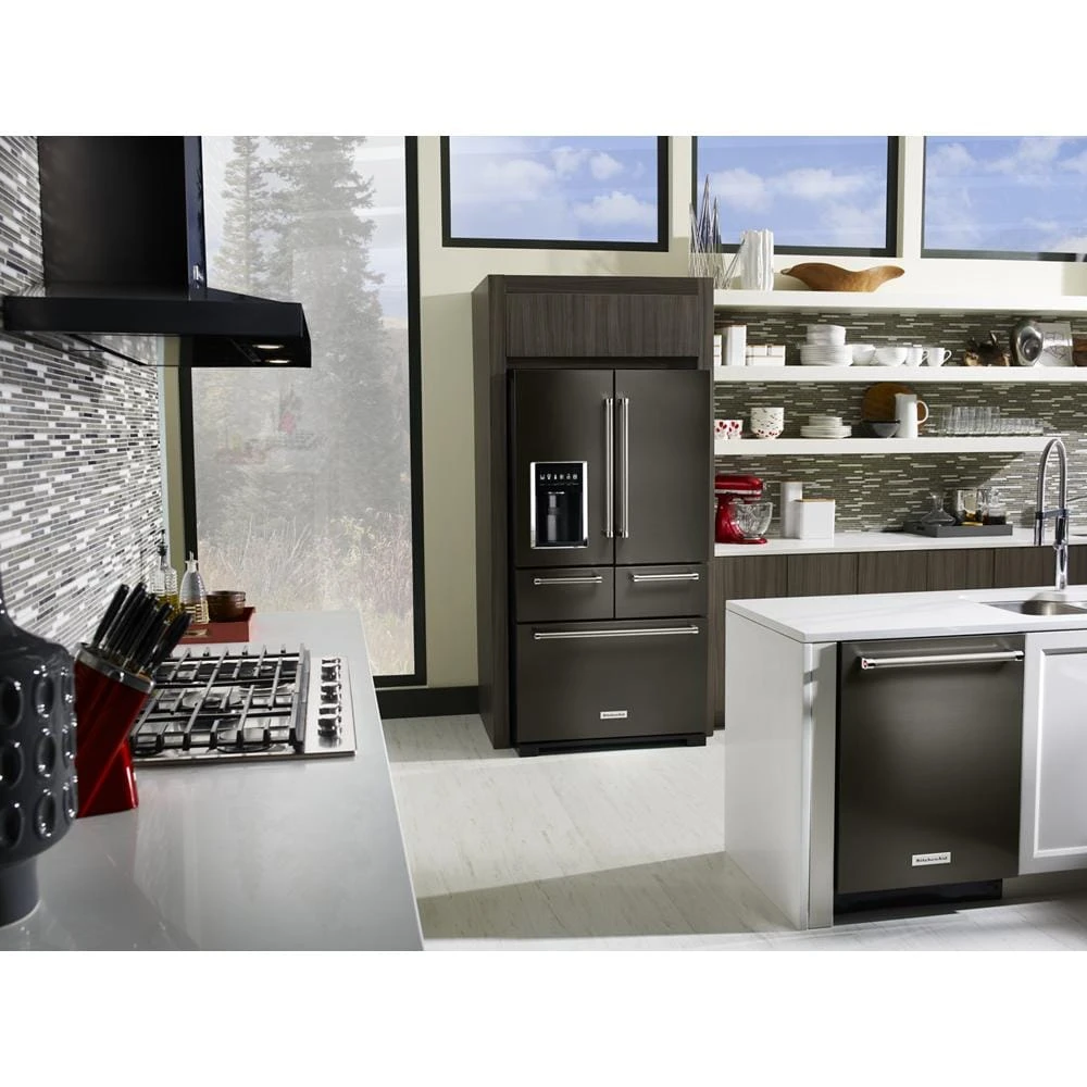 25.8 Cu. Ft. 36" Multi-Door Freestanding Refrigerator with Platinum Interior Design and PrintShield™ Finish KRMF706EBS