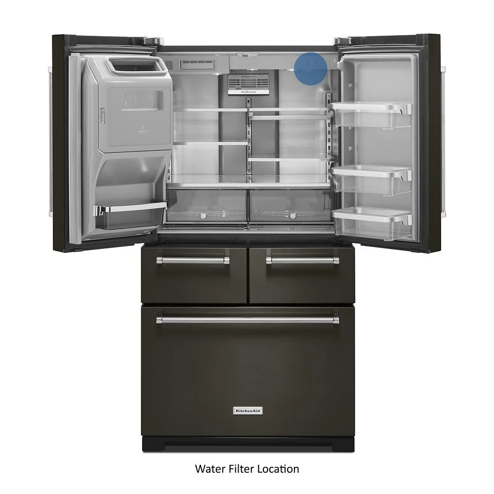 25.8 Cu. Ft. 36" Multi-Door Freestanding Refrigerator with Platinum Interior Design and PrintShield™ Finish KRMF706EBS