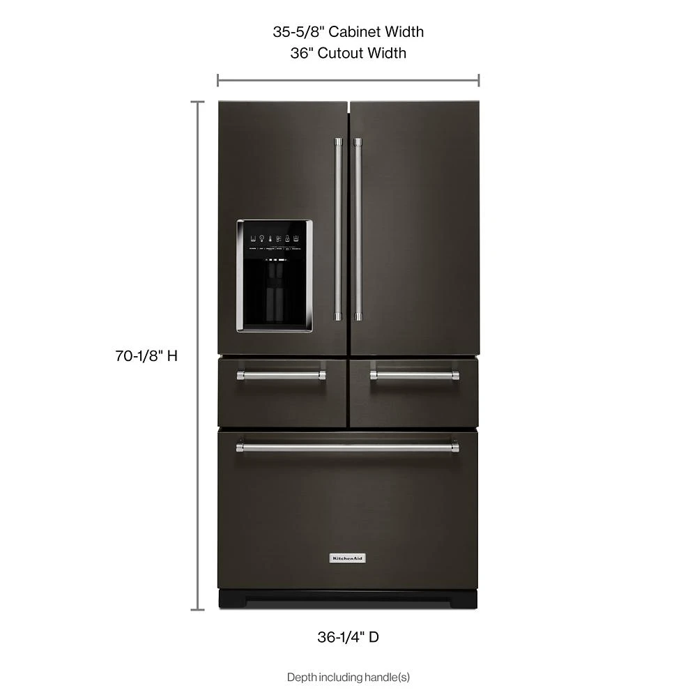 25.8 Cu. Ft. 36" Multi-Door Freestanding Refrigerator with Platinum Interior Design and PrintShield™ Finish KRMF706EBS