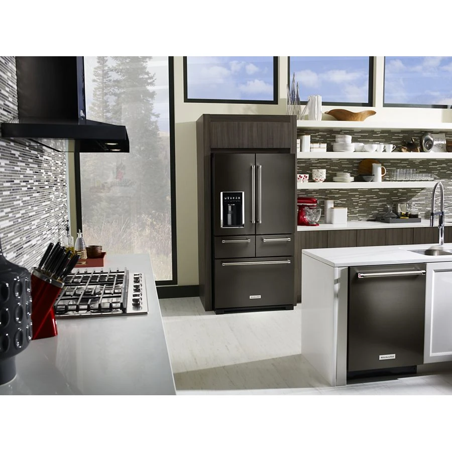 25.8 Cu. Ft. 36" Multi-Door Freestanding Refrigerator with Platinum Interior Design and PrintShield™ Finish KRMF706EBS