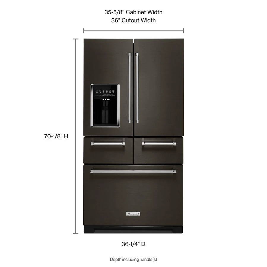 25.8 Cu. Ft. 36" Multi-Door Freestanding Refrigerator with Platinum Interior Design and PrintShield™ Finish KRMF706EBS
