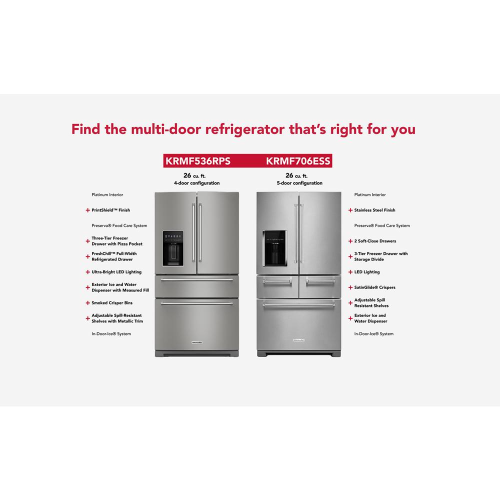 25.8 Cu. Ft. 36" Multi-Door Freestanding Refrigerator with Platinum Interior Design KRMF706ESS