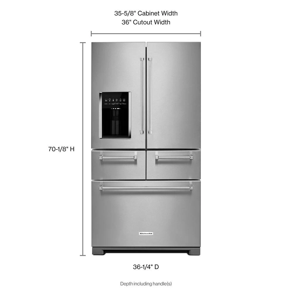 25.8 Cu. Ft. 36" Multi-Door Freestanding Refrigerator with Platinum Interior Design KRMF706ESS