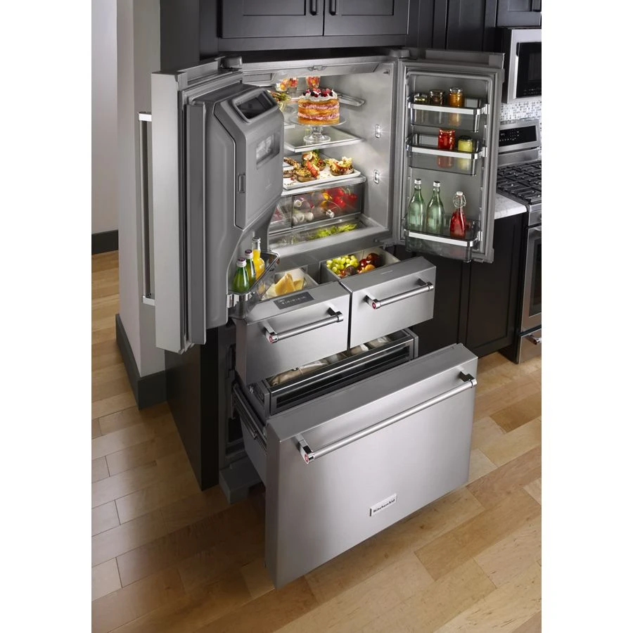 25.8 Cu. Ft. 36" Multi-Door Freestanding Refrigerator with Platinum Interior Design KRMF706ESS