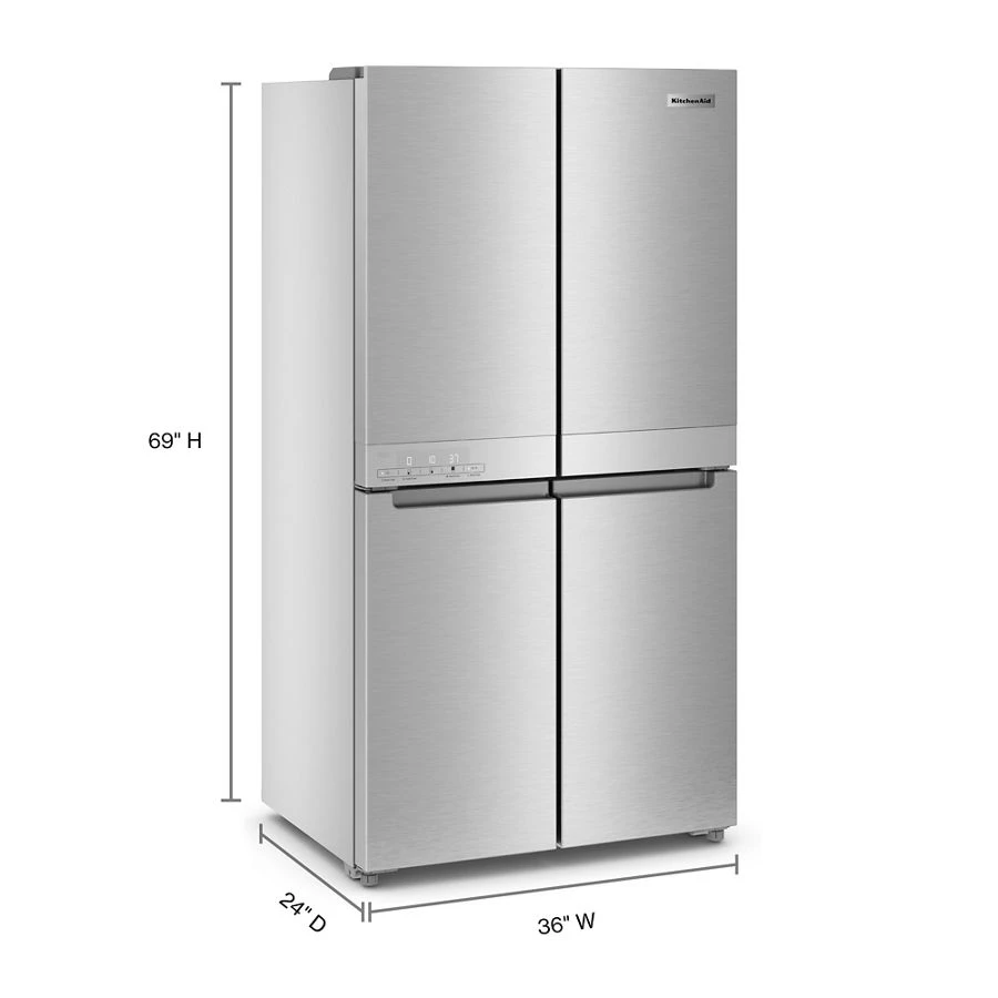 19.4 cu. ft. 36-inch wide Counter-Depth 4-Door Refrigerator with PrintShield Finish KRQC506MPS