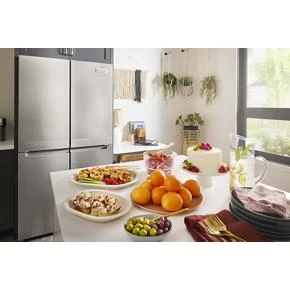 19.4 cu. ft. 36-inch wide Counter-Depth 4-Door Refrigerator with PrintShield Finish KRQC506MPS