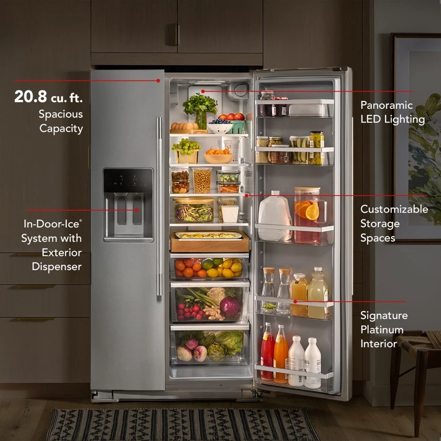 20.8 Cu. Ft. Counter-Depth Side-by-Side Refrigerator with Exterior Ice and Water Dispenser in Black Ore KRSC536RBE