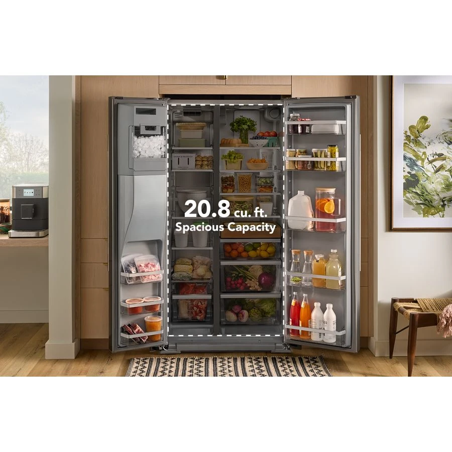 20.8 Cu. Ft. Counter-Depth Side-by-Side Refrigerator with Exterior Ice and Water Dispenser in Black Ore KRSC536RBE