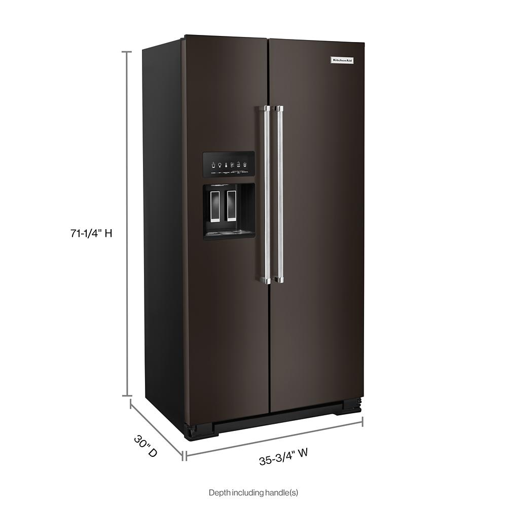 KitchenAid 22.6 cu ft. Side-by-Side Refrigerator with Exterior Ice and Water in Black Stainless Steel Black Stainless Steel with PrintShield™ Finish KRSC703HBS Picture 1