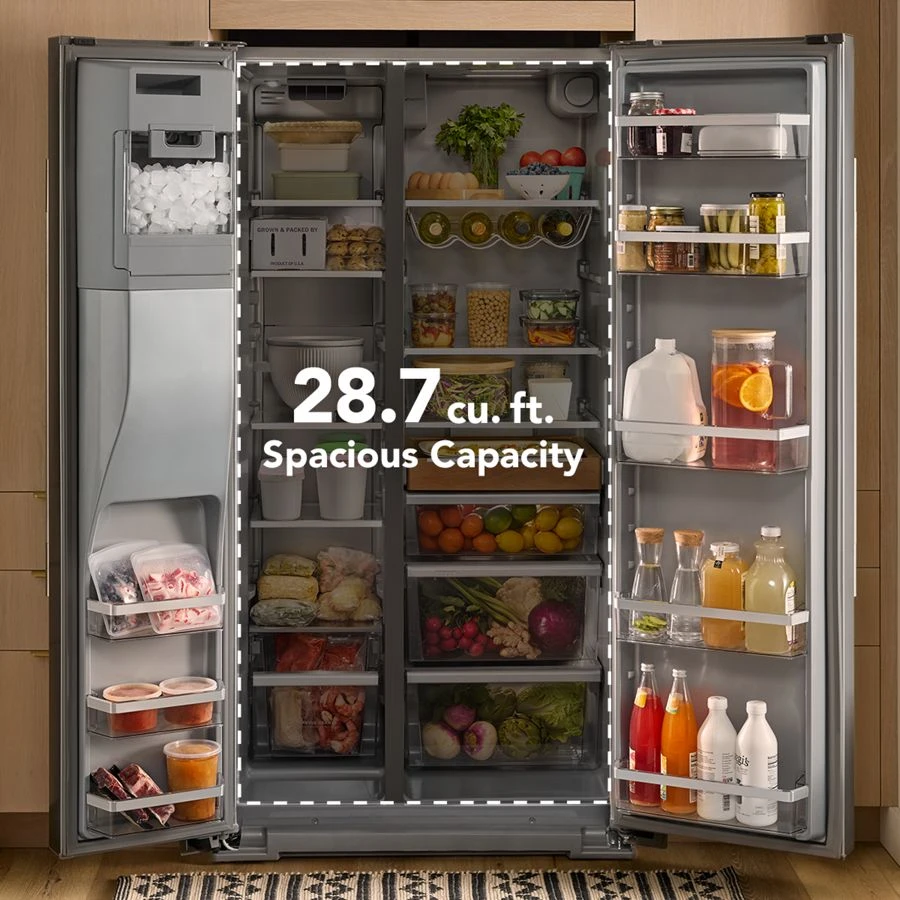 28.7 Cu. Ft. Side-by-Side Refrigerator with Exterior Ice and Water Dispenser and Removable Under-Shelf Wine Rack KRSF336RPS