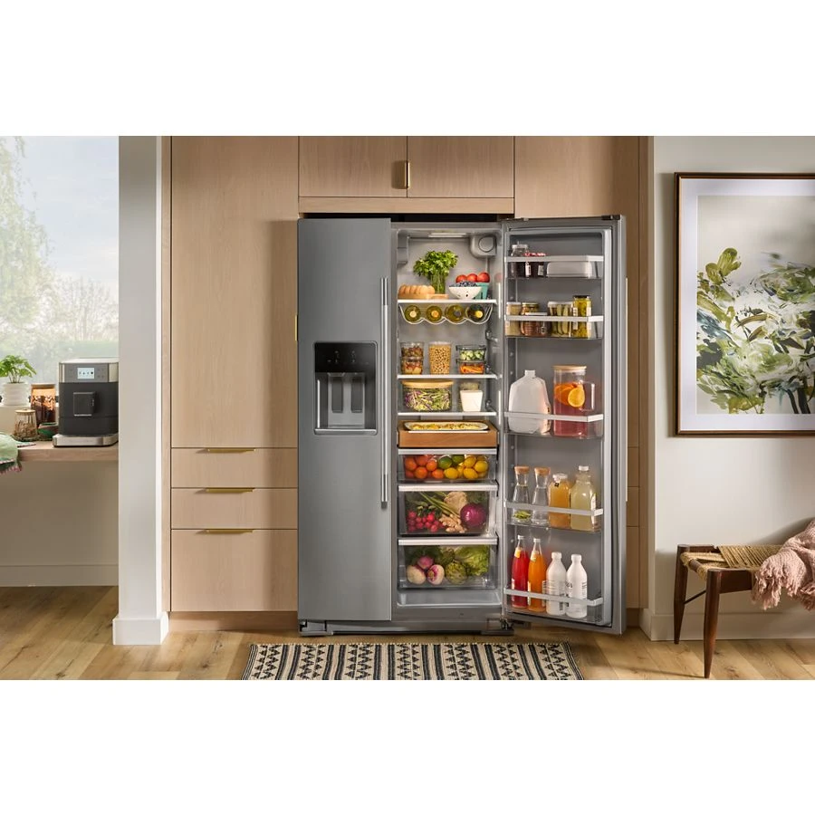 28.7 Cu. Ft. Side-by-Side Refrigerator with Exterior Ice and Water Dispenser and Removable Under-Shelf Wine Rack KRSF336RPS