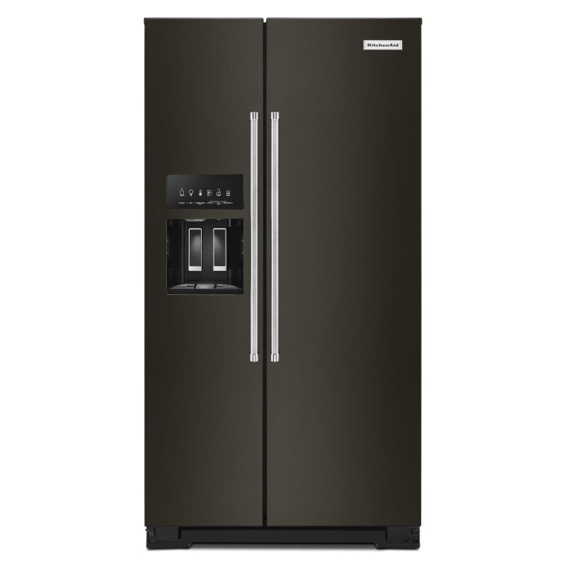 KitchenAid 24.8 cu ft. Side-by-Side Refrigerator with Exterior Ice and Water and PrintShield Finish Black Stainless Steel with PrintShield™ Finish KRSF705HBS Picture 1