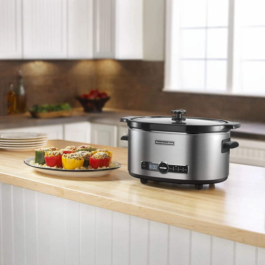 6-Quart Slow Cooker with Solid Glass Lid KSC6223SS