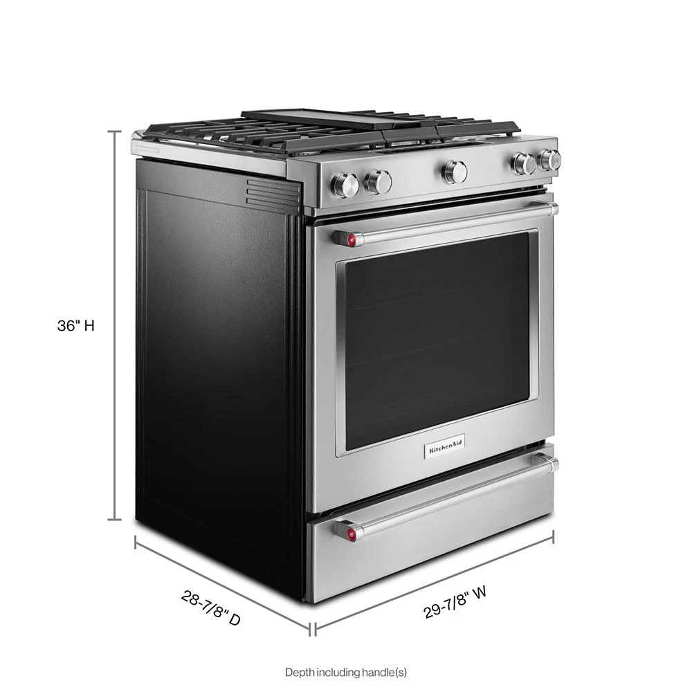 30" 5-Burner Dual Fuel Convection Slide-In Range with Baking Drawer KSDB900ESS