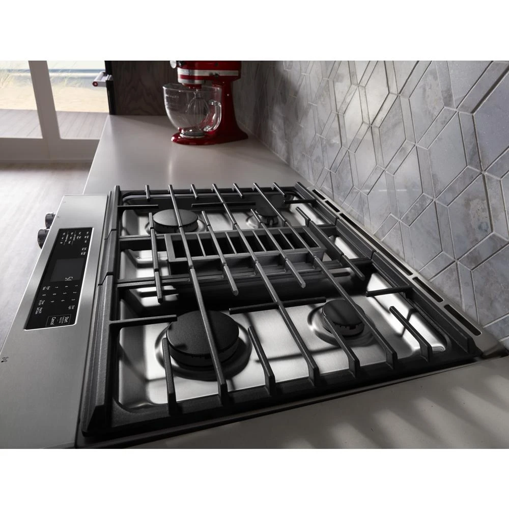 30" 4-Burner Dual Fuel Downdraft Slide-In Range KSDG950ESS