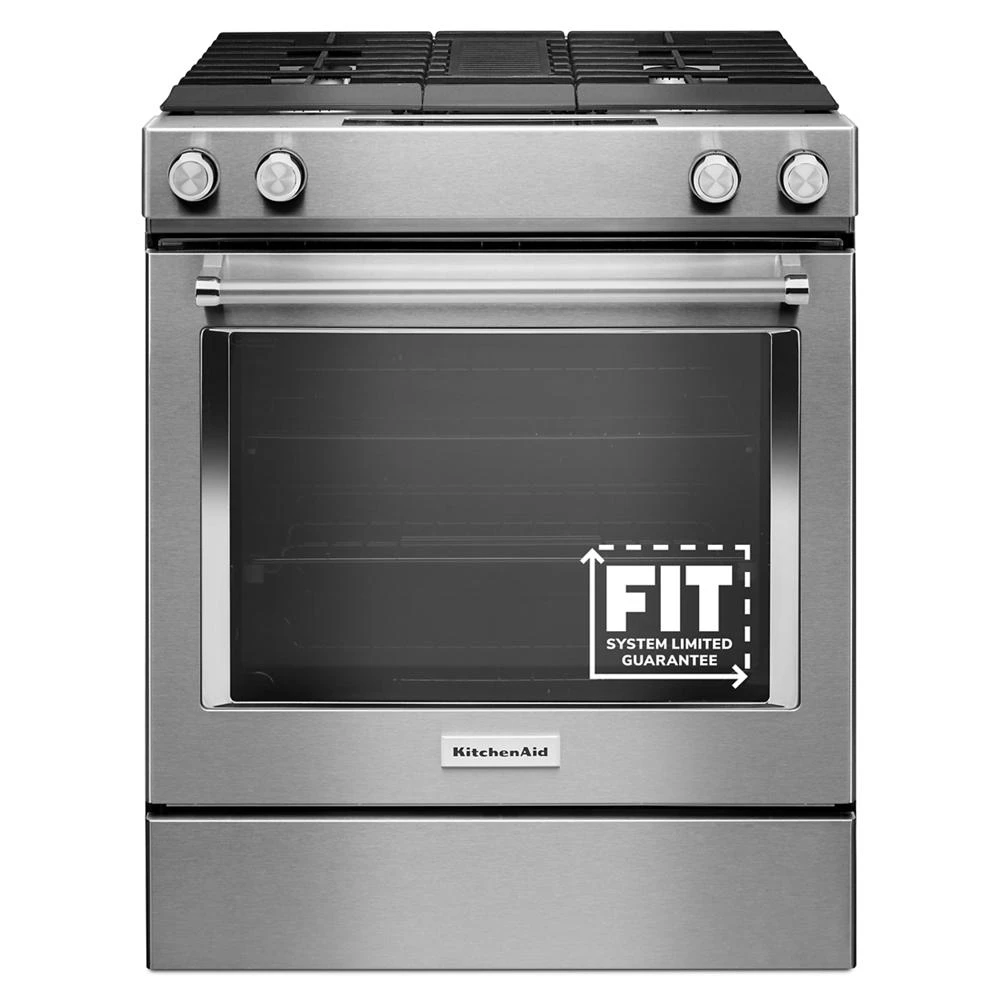 30" 4-Burner Dual Fuel Downdraft Slide-In Range KSDG950ESS