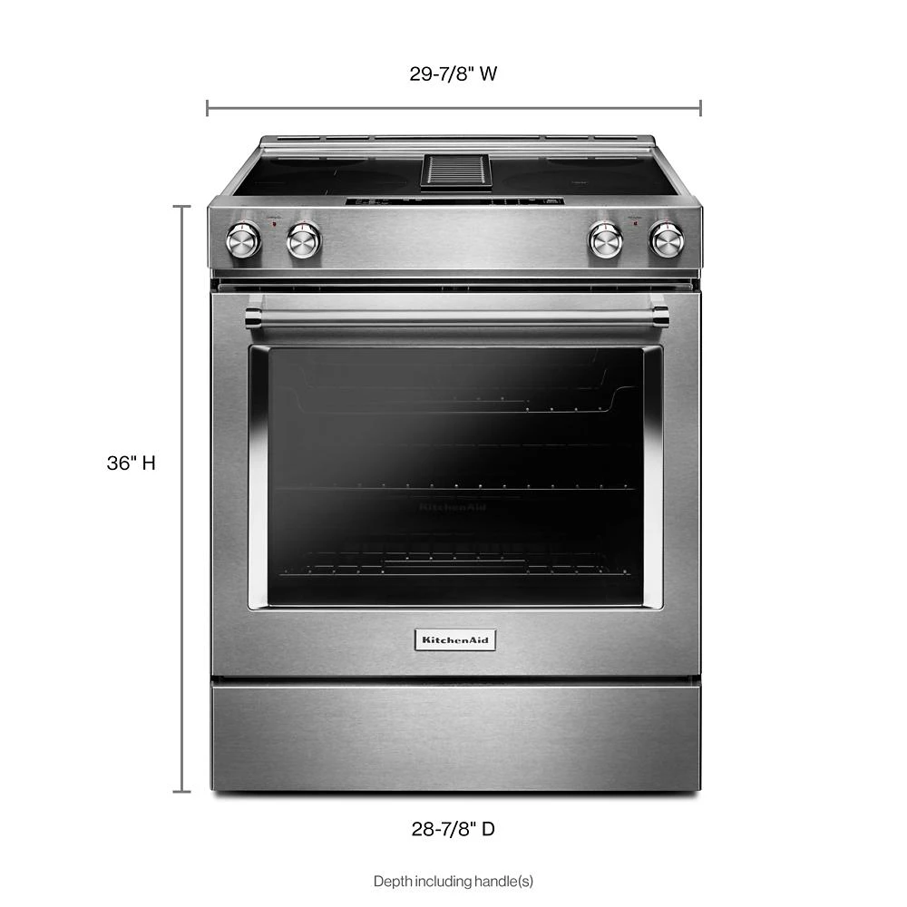 30-Inch 4-Element Electric Downdraft Slide-In Range KSEG950ESS