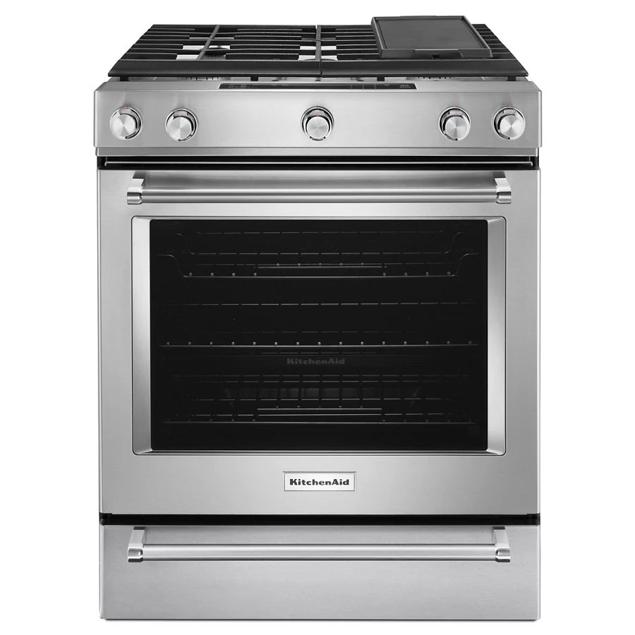 30-Inch 5 Burner Gas Convection Slide-In Range with Baking Drawer KSGB900ESS