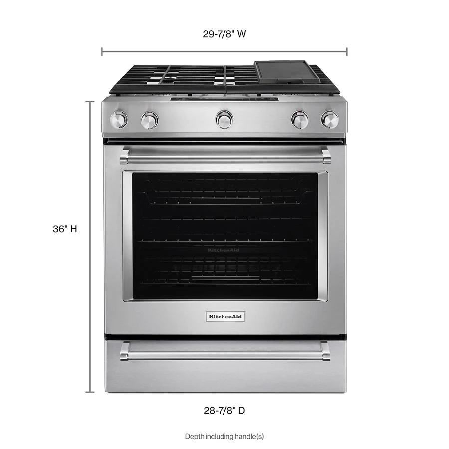 30-Inch 5 Burner Gas Convection Slide-In Range with Baking Drawer KSGB900ESS