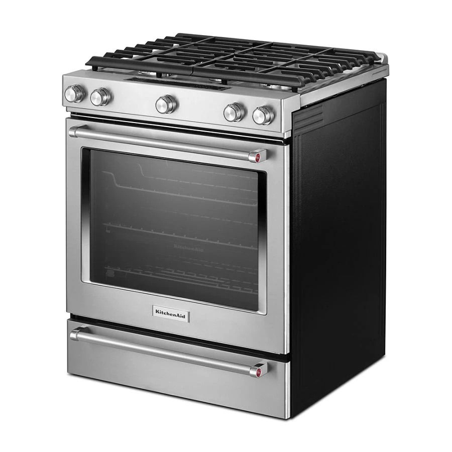 30-Inch 5 Burner Gas Convection Slide-In Range with Baking Drawer KSGB900ESS
