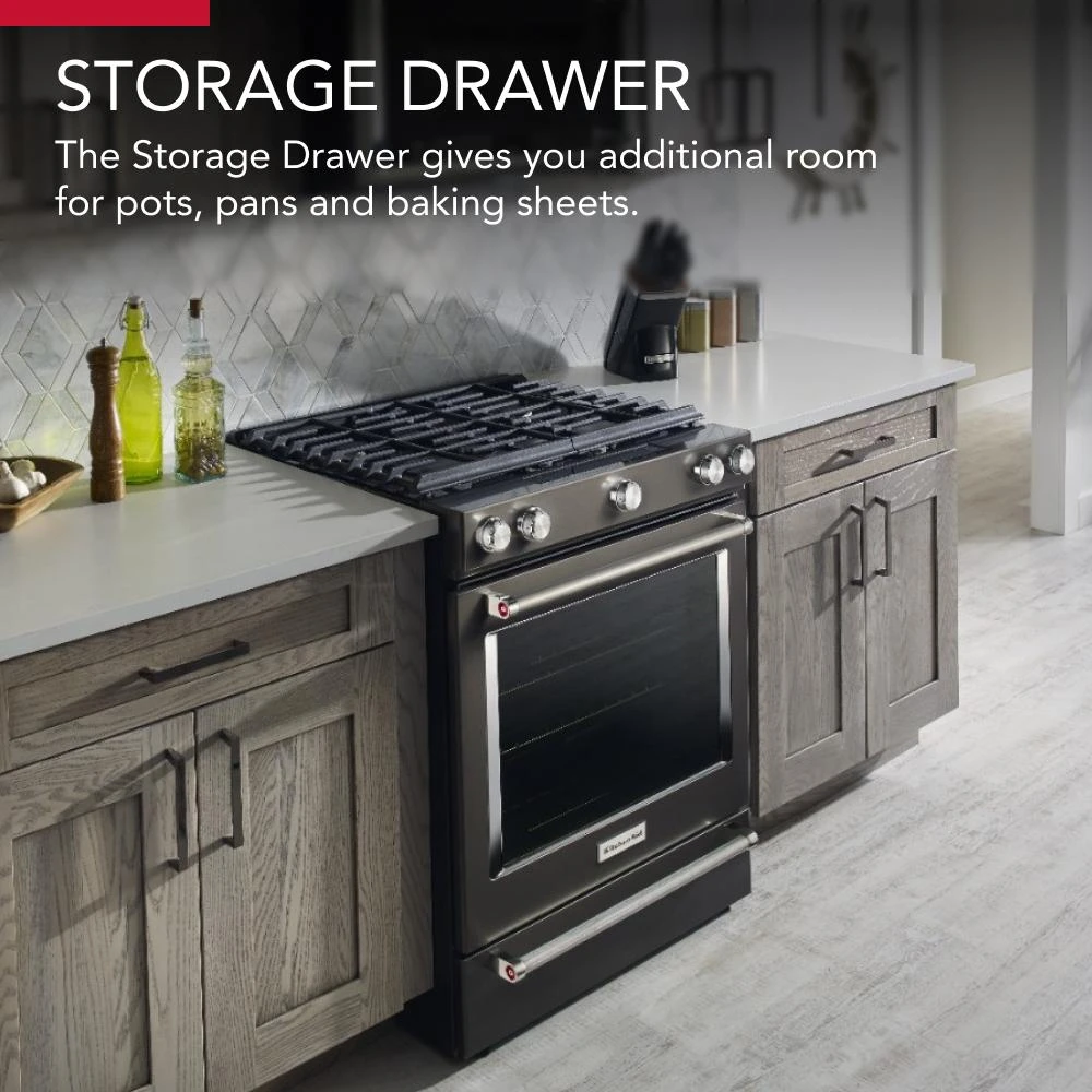 30-Inch 5-Burner Gas Slide-In Convection Range KSGG700EBS
