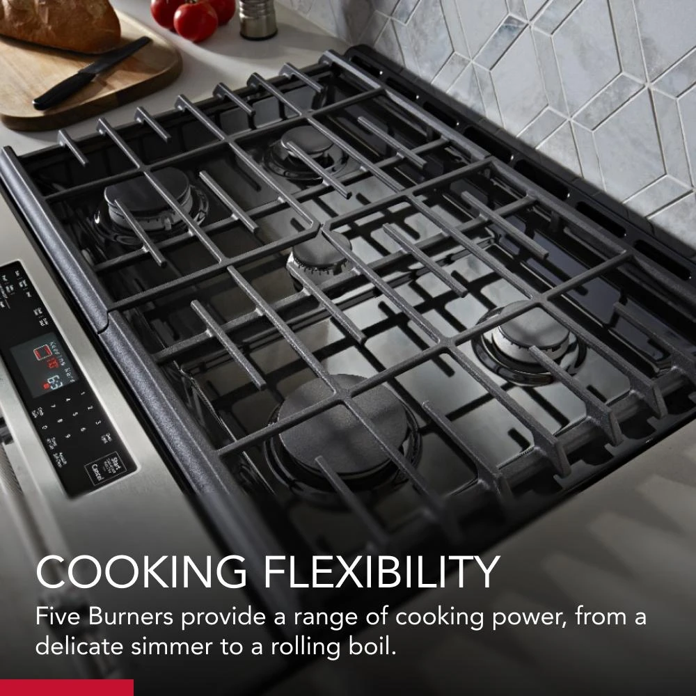 30-Inch 5-Burner Gas Slide-In Convection Range KSGG700ESS