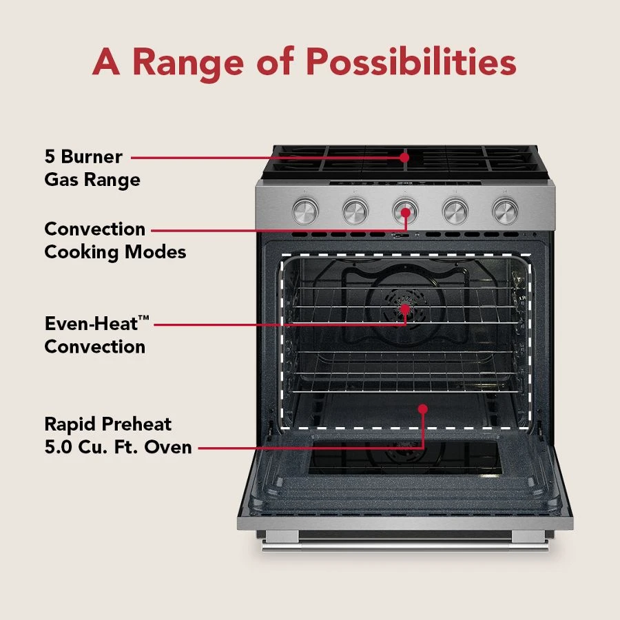 5.0 Cu. Ft. Smart Slide-in Gas Range with Convection Cooking Modes KSGS330SPS