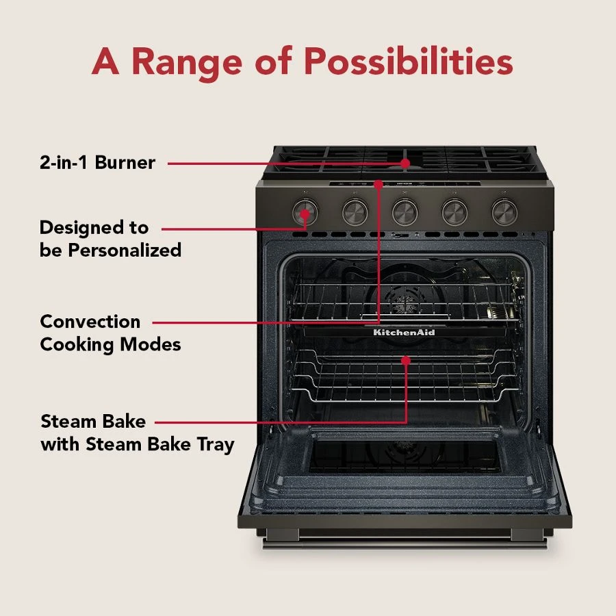 5.0 Cu. Ft. Smart Slide-in Gas Range with Convection Cooking Modes and 2-in-1 Burner KSGS530SBE