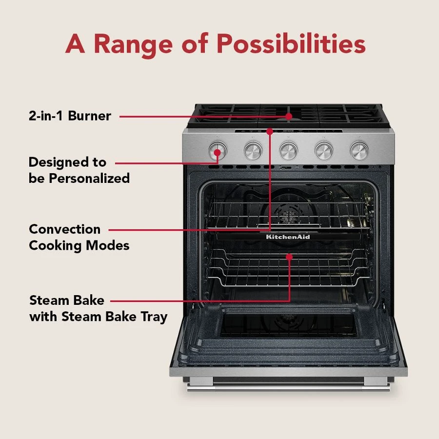 5.0 Cu. Ft. Smart Slide-in Gas Range with Convection Cooking Modes and 2-in-1 Burner KSGS530SPS
