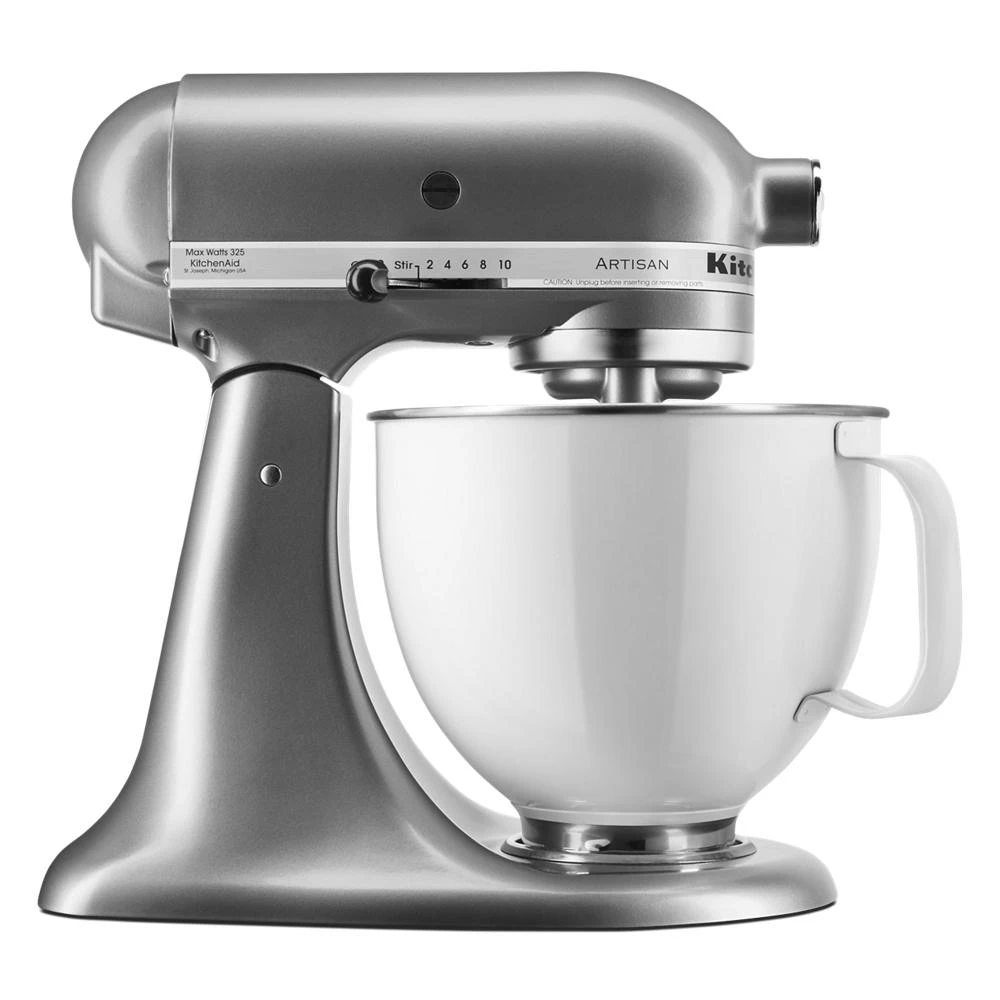 Artisan Series Tilt-Head Stand Mixer with 5 Quart  White Colorfast Finish Stainless Steel Bowl KSM150WPCU