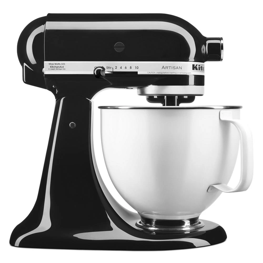 Artisan Series Tilt-Head Stand Mixer with 5 Quart  White Colorfast Finish Stainless Steel Bowl KSM150WPOB