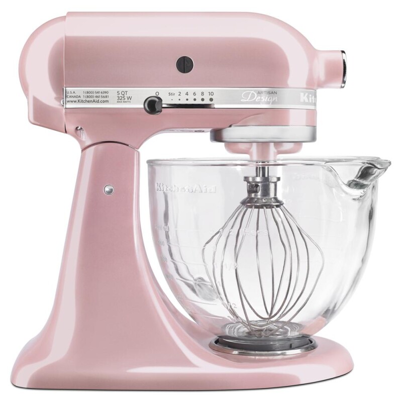 KitchenAid Artisan Design Series 5 Quart Tilt-Head Stand Mixer with Glass Bowl Silk Pink KSM155GBSP Picture 1