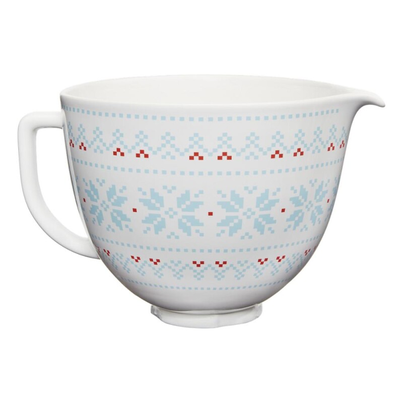 5 Quart Patterned Ceramic Bowl - Holiday sweater, cross stitch KSM2CB5PHO