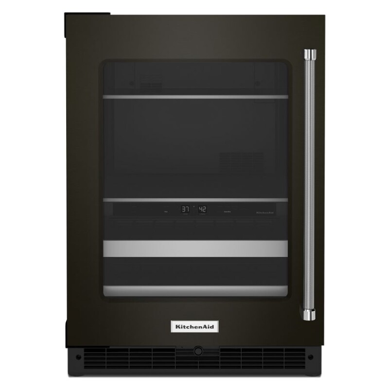 KitchenAid 24" Beverage Center with Glass Door and Metal-Front Racks and PrintShield Finish Black Stainless Steel with PrintShield™ Finish KUBL314KBS Picture 1