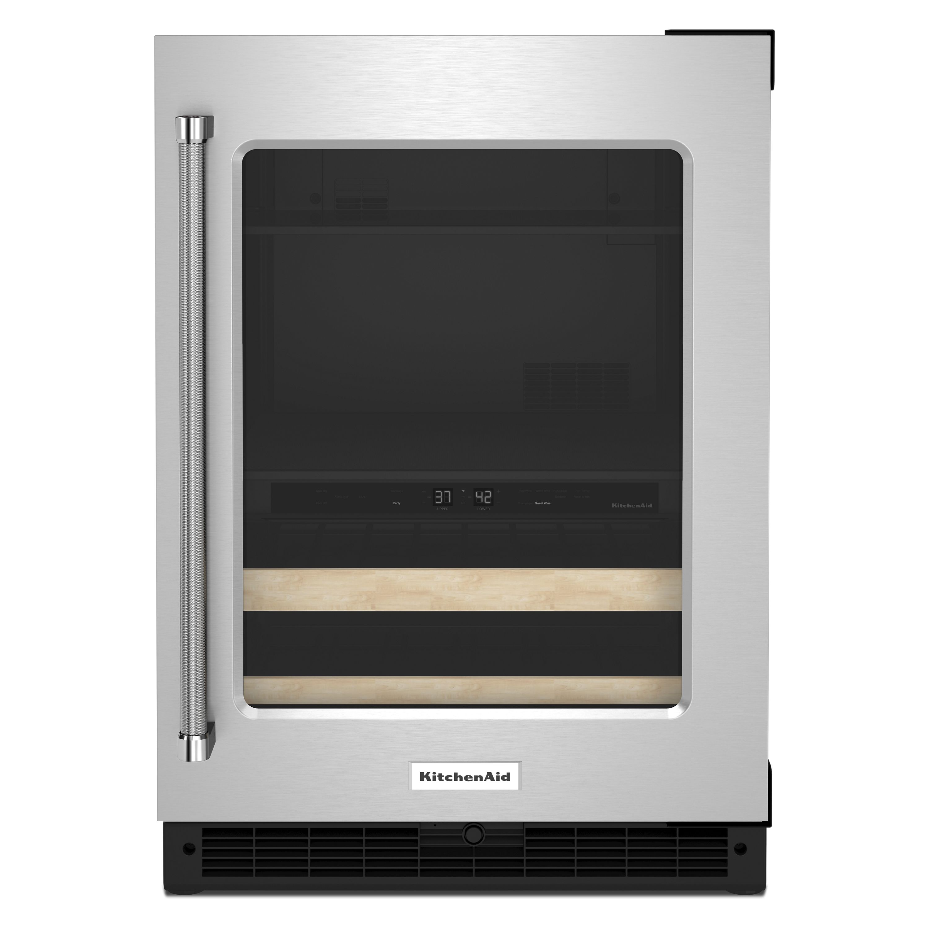 KitchenAid 24" Beverage Center with Glass Door and Wood-Front Racks Stainless Steel KUBR214KSB Picture 1