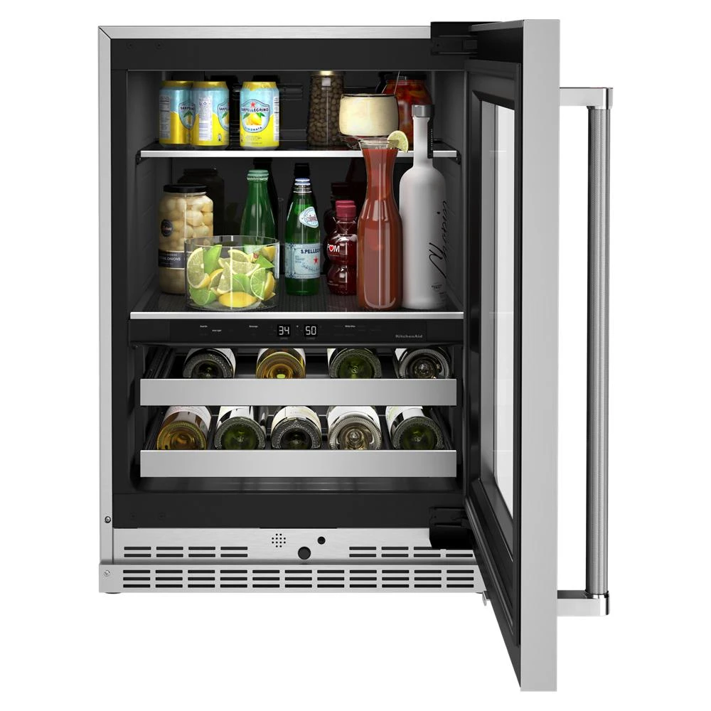 24" Beverage Center with Glass Door and Metal-Front Racks KUBR314KSS
